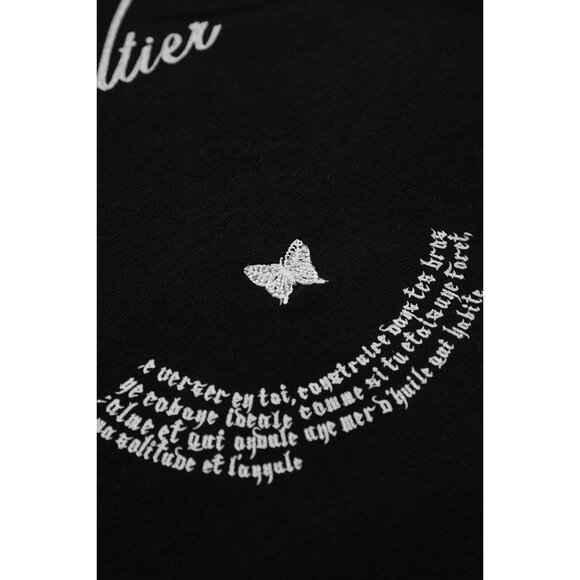 Jean Paul Gaultier Tattoo Baby Tee in Black & Off White Small New Womens Tshirt - Picture 11 of 16